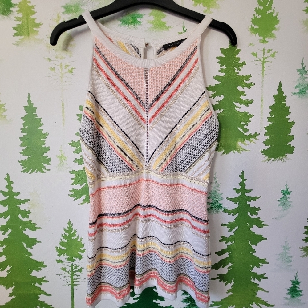 White House Black Market All Over Striped Knit Tank Top.